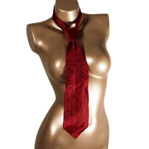 Structure Men’s Silk Neck Tie Dark Red & Black Geometric Print Classic Cut
